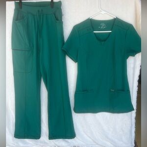 Cherokee Infinity Teal Scrub Set – Top & Pants (Size Small)